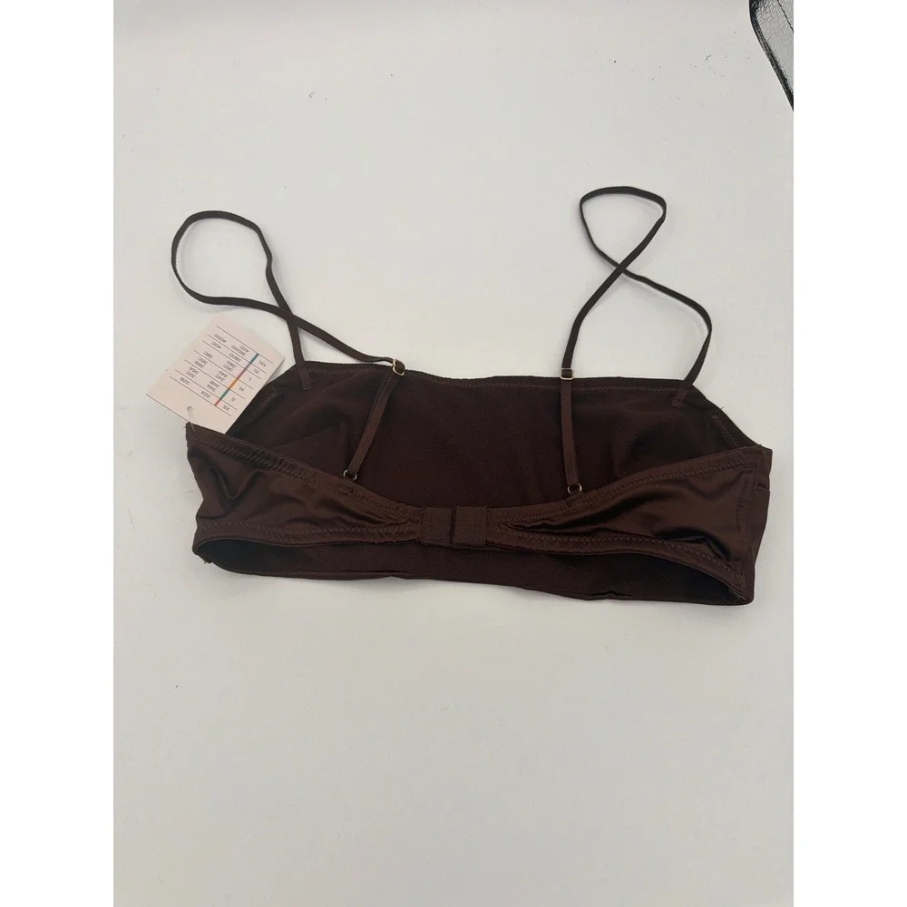 Target Satin Unlined Scoop-Neck Bralette Dark Brown XS 023102960 Adj Straps - Picture 5 of 5